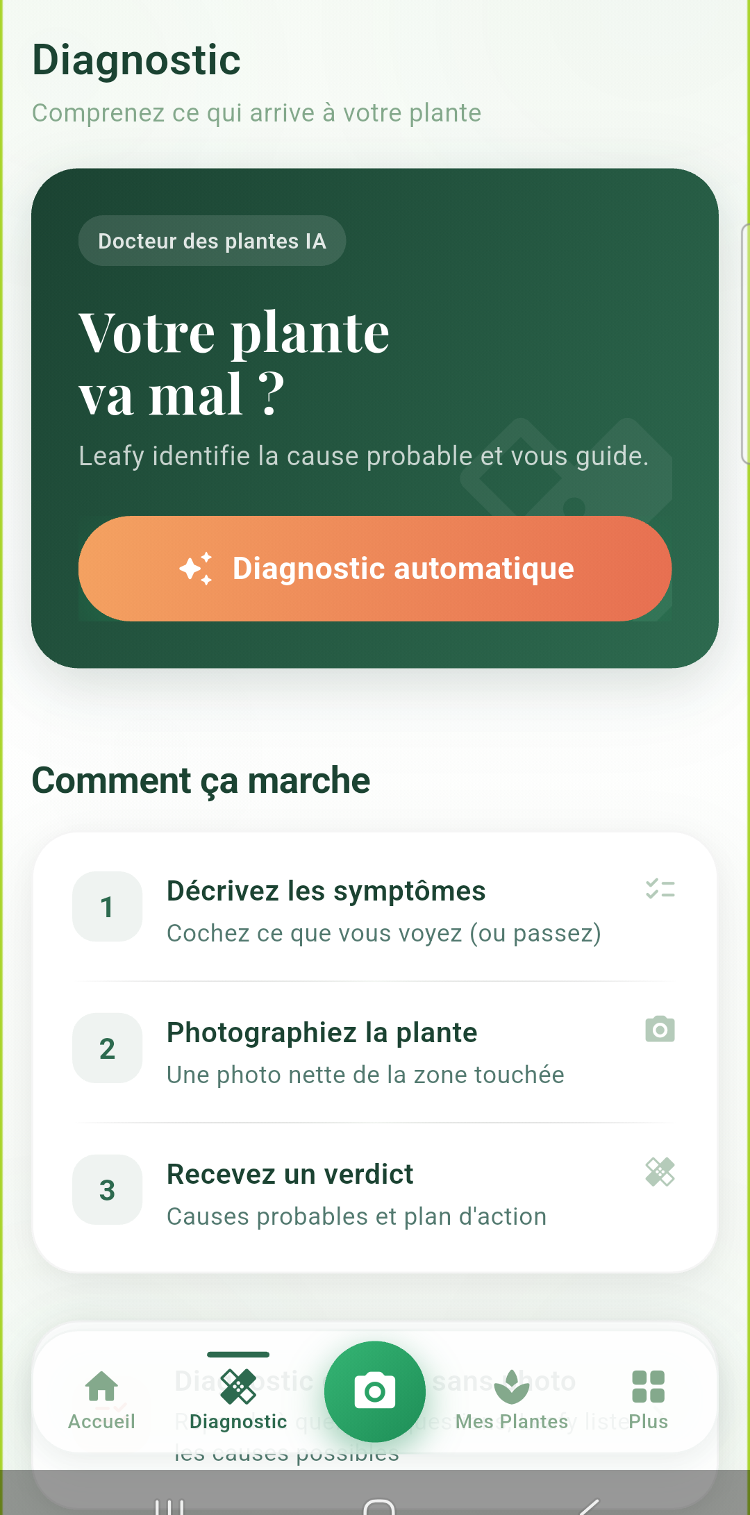 Diagnostic guidé Leafy